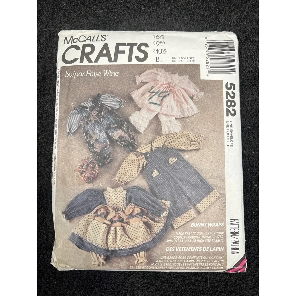 MCCALLS PATTERN 5282  BUNNY CLOTHING FOR 3 SIZES   UNCUT  VINTAGE  FF